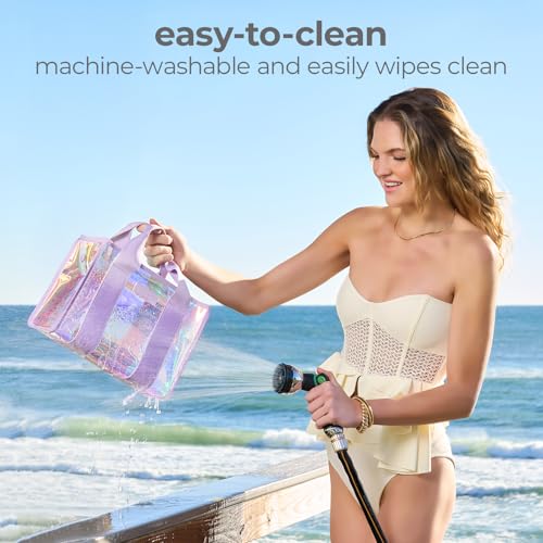 Case-Mate Soap Bubble Jelly Tote Bag (Medium Crossbody) - Iridescent Beach Bag with Crossbody Strap for Women - Waterproof, Tip-Proof, Foldable & Washable - Beach Tote for Pool, Travel, and Vacation by Case-Mate - Used condition - Image 3