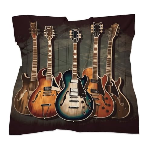 Guitars Art Silk Scarf Fashion Satin Head Scarf Lightweight Head Scarves for Neck Silk Scarves for Women Men Boho Hair Wrap Sleeping Kerchief Bandanas Pocket Square 25" X 25"3