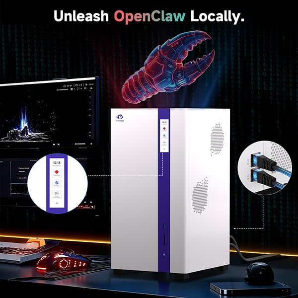 Image of Nimo AI NAS, Agentic Computer Mini PC and AI Server, AMD Ryzen 7 PRO 8845HS(up to 5.1 GHZ, beat i5-1235u) up to 132TB ZFS Hybrid Storage, Dual 10GbE for 24hr AI Agent