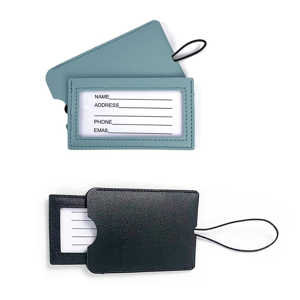 Luggage Tags 2 PCS Travel Bag Tags Leather Suitcase Tags with Name ID Luggage Tags for Luggage for Flight (Black + Blue) Luggage Tags 2 PCS Travel Bag Tags Leather Suitcase Tags with Name ID Luggage Tags for Luggage for Flight (Black + Blue)