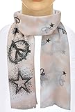 Neue Kollektion PiriModa Damen Schal Luxus SEIDE Stern Strass Blumen Lange Schals Stola Viele Farben (Strass Stern Peace Lachs)
