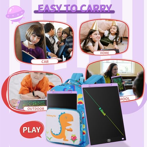 Image of [4 Pack] Genialba LCD Writing Tablet 8.5-Inch Colorful Doodle Board, Toddler Learning Educational Toys Gifts for 3-8 Years Old Girls and Boys, Electronic Drawing Pad for Kids (Pink&Blue&Green&Purple)