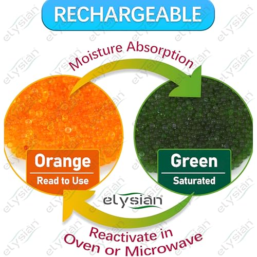 Image of Elysian Orange Silica Gel Beads 2-4mm - Moisture Absorber & Desiccant for Storage, Electronics, Tools- 300GM