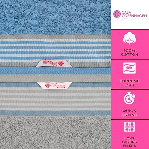 Image of Casa Copenhagen Germany Design - He & She Collection 100% Super Soft Cotton 4 Piece Face Towels Set (Size : 30 x 30 cm) - Grey Violet & Dusty Blue
