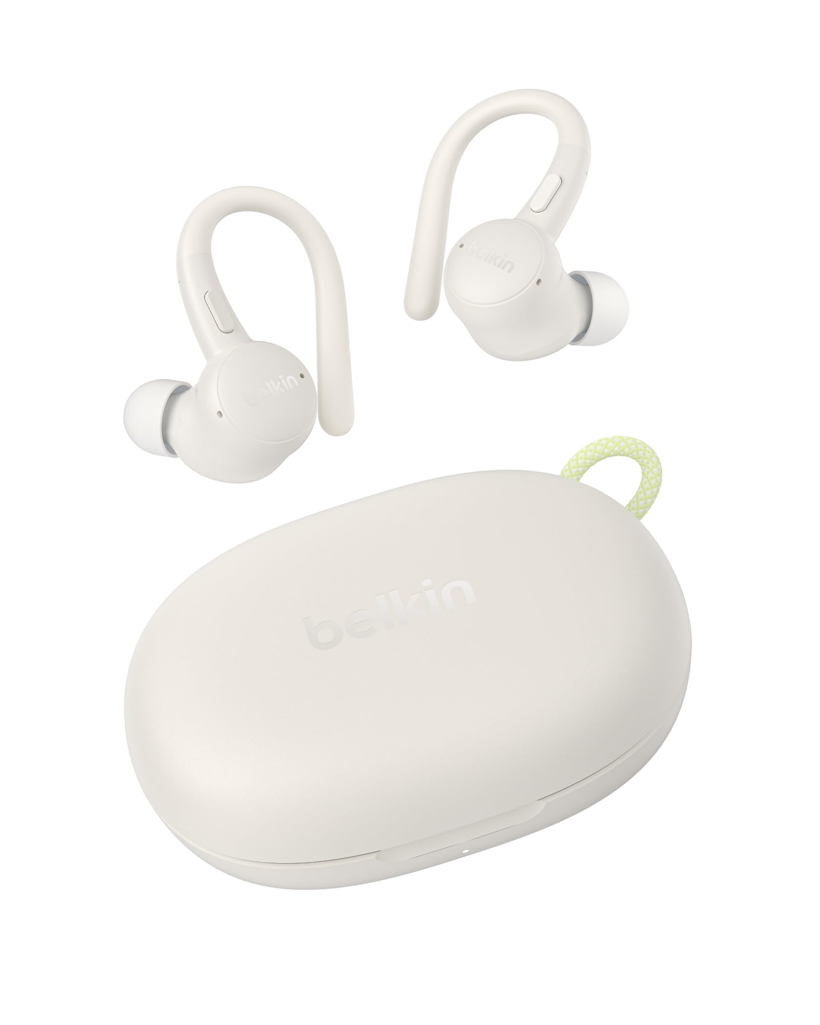 Belkin SoundForm ActiveFit In Ear Kopfhörer Kabellos Bluetooth mit Mikrofon, Schnellladen mit USB-C, 36 Std. Betrieb, wasserfest nach IP54, Kopfhörer Sport für iPhone, iPad, Galaxy, Pixel – Sandfarben