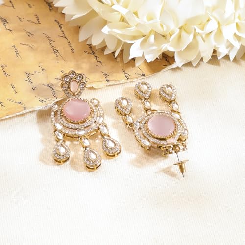 Image of Rubans AD Zircon Bridal Bold Statement Necklace Set Stylish