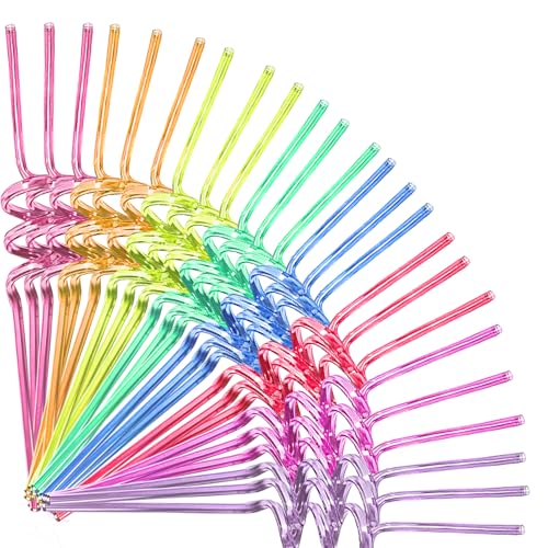 24PCS Rainbow Party Favor Reusable Straws for Kids...
