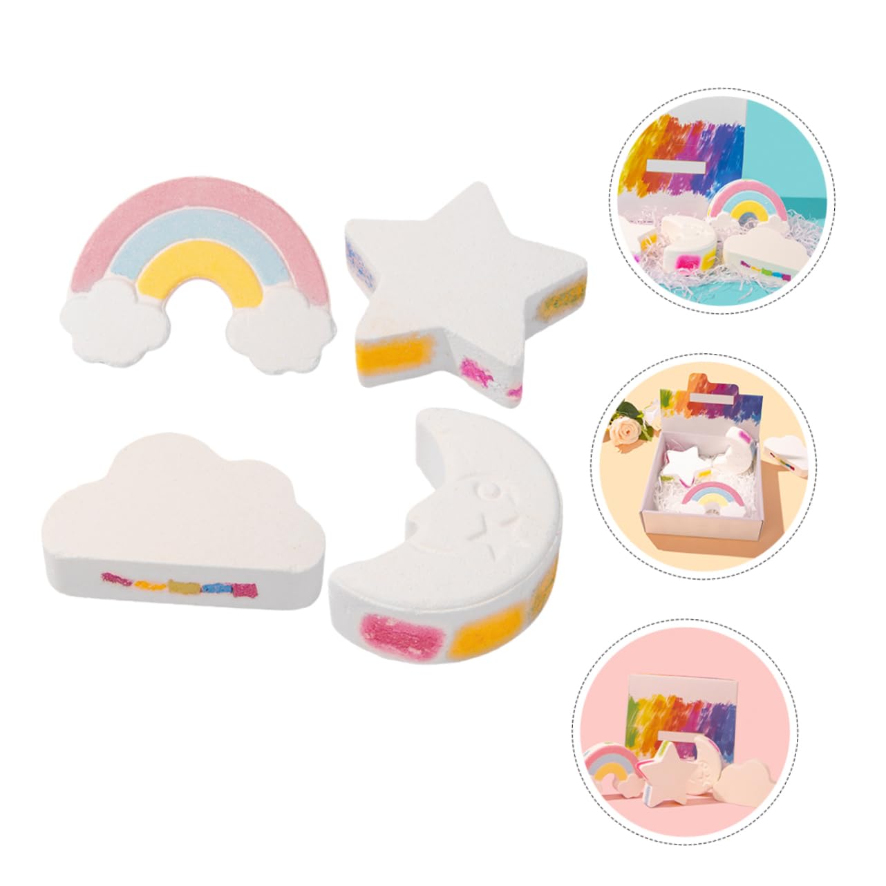Homoyoyo 4 Stück Teiliges Badebomben mit Aromatische Schaumbad Kleine Niedliche Duftbadebomben Leicht und Tragbar für und Familie