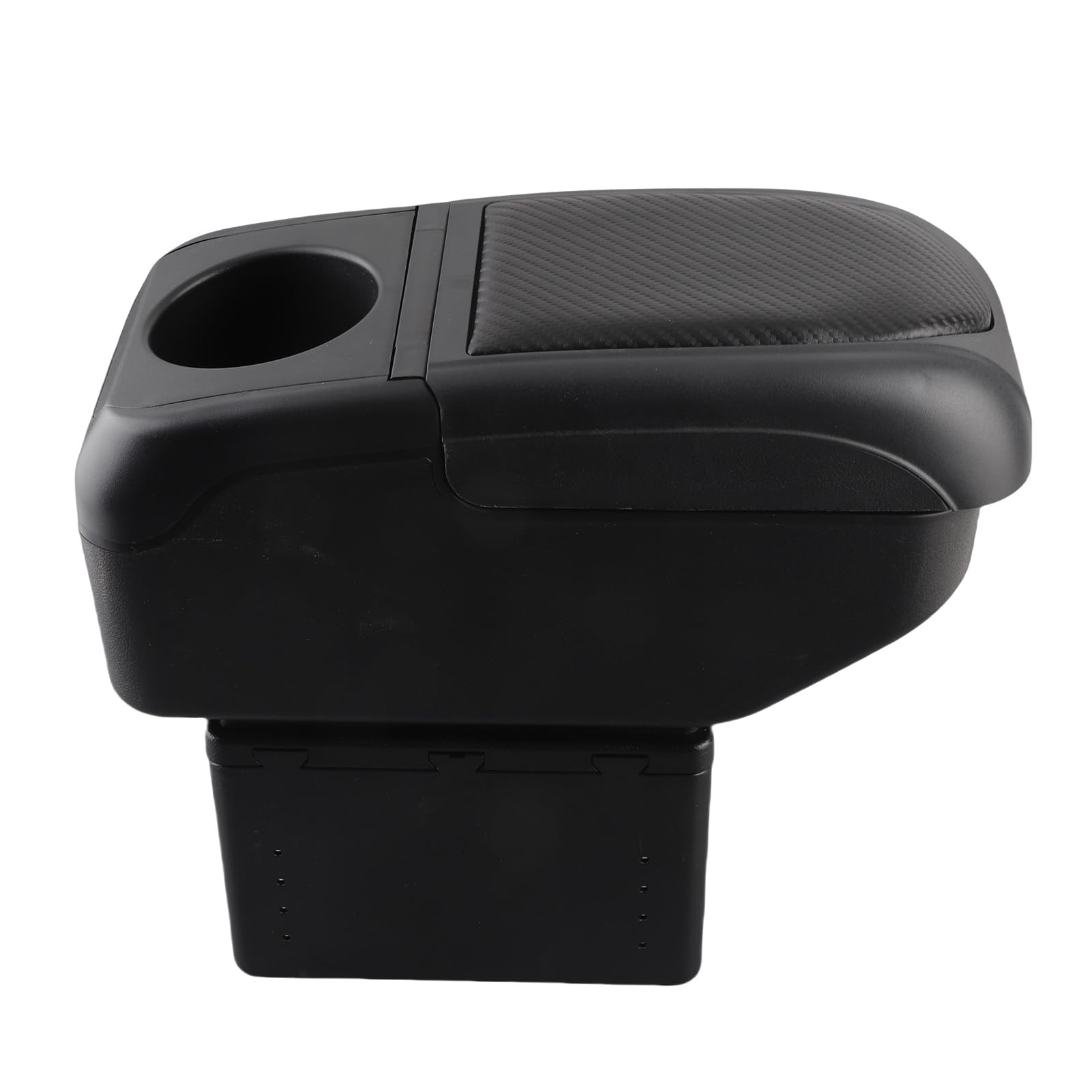 Consola con Reposabrazos Deslizante Ajustable |Organizador Premium de ABS de Doble Capa con 6 Puertos USB (Black)