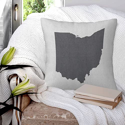 Fundas de almohada, fundas de almohada, Cleveland Ohio Grey State Border Map Toledo Abstract America American, funda de almohada cuadrada de 18 x 18 pulgadas, para decoración de sofá y dormitorio