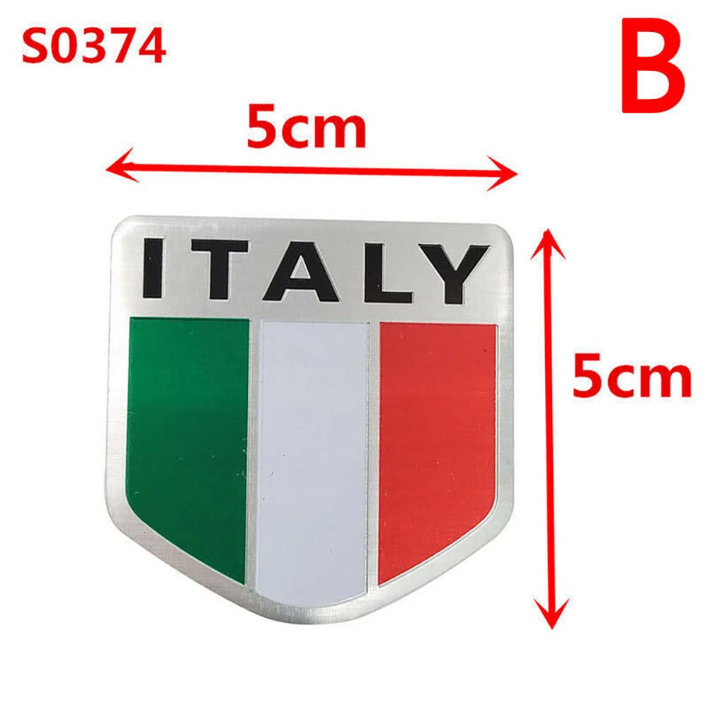 Pegatina De Bandera De Italia | Calcomanía 3D Epoxi Flexible | 9.7x0.8 Cm | Para Coche, Moto Y Más (Pack De 2)
