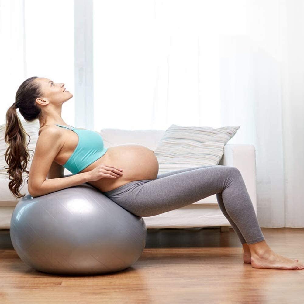 Piłka fitness Gym Yoga Ball Pilates Ball, odpowiednia do domowego biura Fitness Trening równowagi Piłka wspomagająca poród(Grigio,65cm)