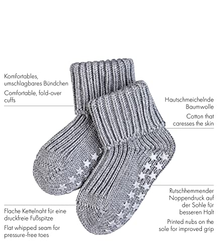 FALKE Unisex-Baby Stopper Socks Catspads Cotton B Hp Cotton Nubs on the Sole 1 Pair, Grey Light Grey Melange 3390, 80-92, Grey Light Grey Melange 3390, 80-923