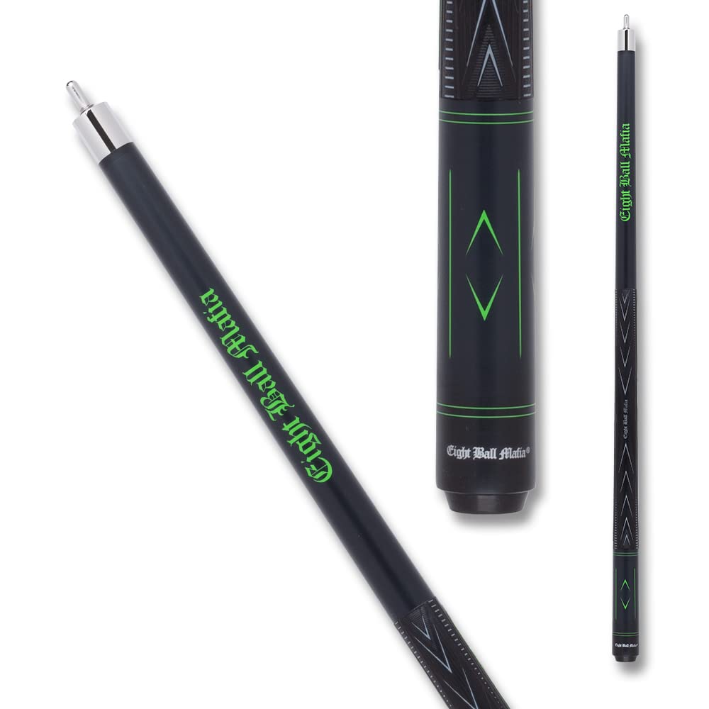 Eight Ball Mafia EBMBK02 Break Cue - Matte Black with Lime Green Logo - 25oz