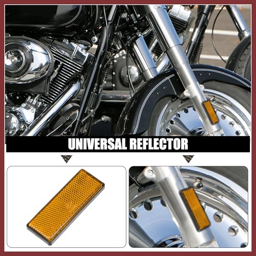 Image of 6 Pcs Rectangular Stick-on Safety Spoke Reflective Self Adhesive Reflector for Gate Posts Cars Trailer Motorcycle Trucks Boat Bicycle Bike Orange Replace Parts