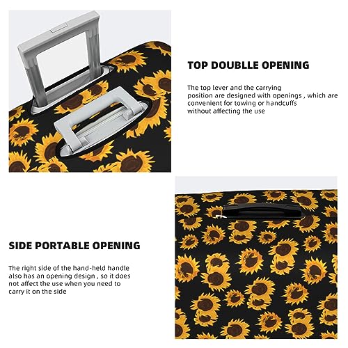 Golden Sunflowers print Luggage cover, suitcase protector, elasticated protective sleeve, fits 18-32 inch suitcases4