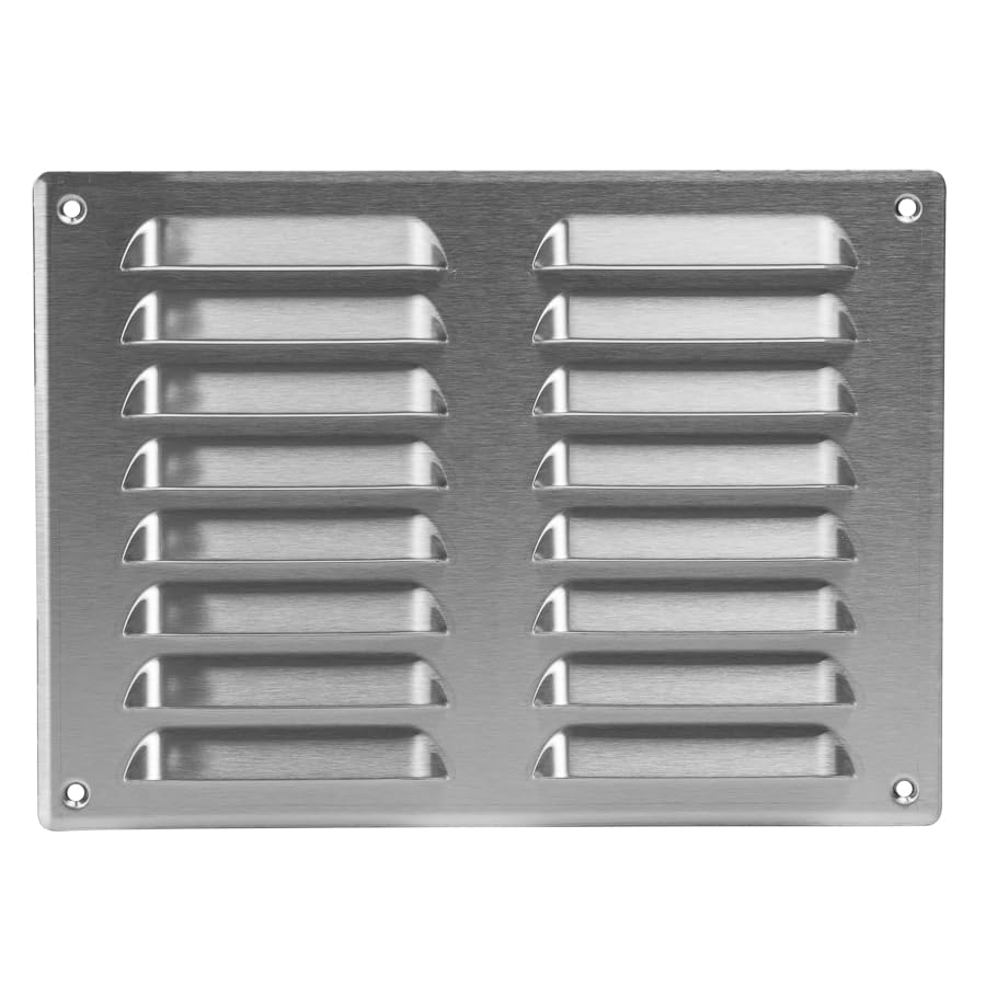 Stainless Steel Air Vent Grille - 260mm x 190mm - Fly Screen Flat Louvre Duct Cover