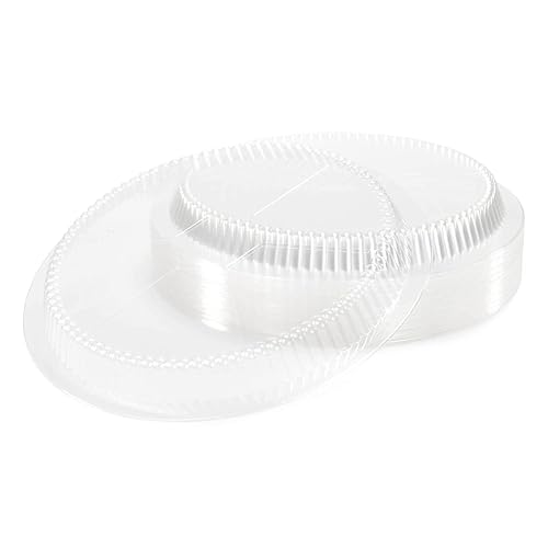 IDL Packaging Tapa redonda de cúpula de 9 pulgadas para sartén de papel de aluminio (paquete de 50) Tapa de plástico transparente para contenedor