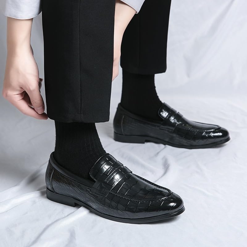 Men’s Casual Leather Fashion Slip on Loafers Shoes Mens Genuine Leather Dress Loafer Shoe Moccasins Slip On Casual Round Toe Shoes2