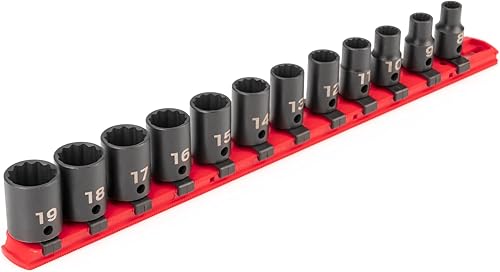 TEKTON SID91110 - Juego de llaves de impacto de 12 puntos 12 piezas 0315-0748in - Rieles