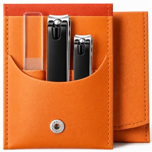 Image of Upgraded 20% Ultra Sharper All-in-One Fingernail and Toenail Clippers, 15% Thicker Sturdy DE-420J2 Stainless Steel, Great Gifts Nail Clippers for Seniors Toe Nail Clippers Case (2-in-1 Black) | Ultra Sharp All-IN-ONE Kit: 15% Thicker Premium Sturdy Podiatrist Toe Nail Care Tools. Perfect Grooming Gifts with Case
