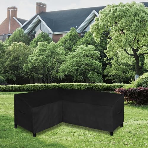 Image of Easy-Going Patio L-Shaped Sectional Sofa Cover, 58 inchX85 inch Waterproof Heavy Duty Outdoor Garden Furniture Cover (Left Facing, Black)