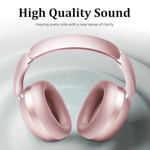 Image of Wentronic Y04 Bluetooth 5.3 Wireless Over-Ear Headphones with Active Noise Cancelling & Hi-Res Sound, 48H Playtime, Soft Comfort Earcups - Travel, Office & Home - iOS, Android & PC - Pink