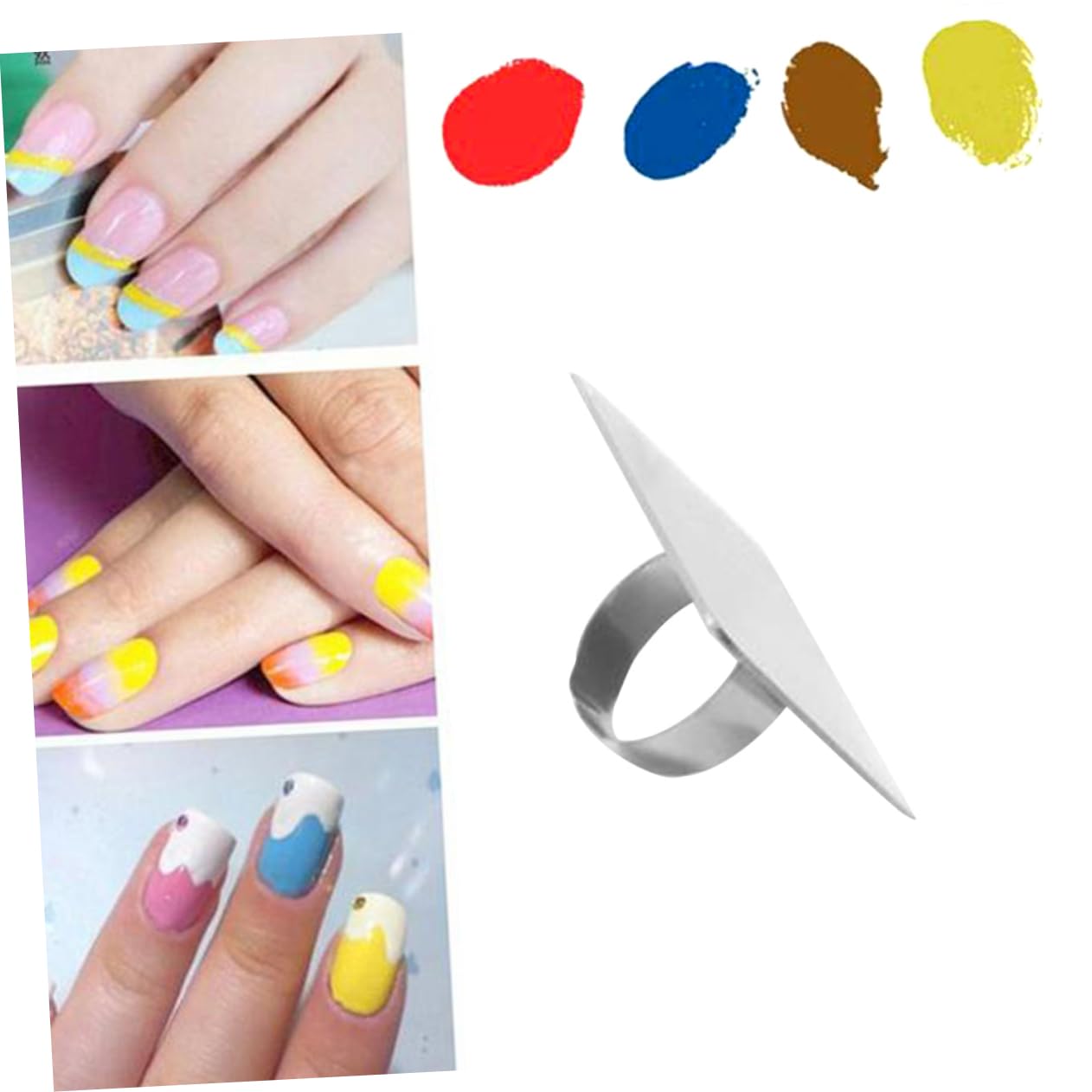 Outanaya Diy Mini Nail Art Palette Nail Polish Makeup Pallet Manicure Ring Tool Beauty Palette Home Use