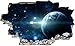 Produktbild DesFoli Weltraum Erde Space Weltall Galaxy Planeten 3D Look Wandtattoo 70 x 115 cm Wand Durchbruch Wandbild Sticker Aufkleber C225