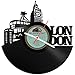 GRAVURZEILE Horloge Murale en Vinyle avec Horloge Murale Motif London 2018 Upcycling Vintage