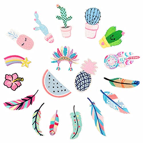 Patches zum Aufbügeln DIY Blume Aufnäher Aufbügler Kinder Flicken Tier Aufnäher Bügelbilder,leuchtende Farben,Bügelaufkleber zum Aufnähen oder Aufbügeln auf Kleidung,Kleid,Hut,Jeans,DIY-Zubehör 18 PCS Cover