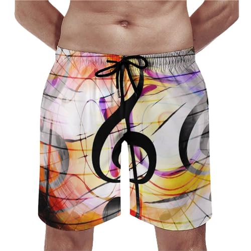 Short de bain homme musique jaune UMENG séchage rapide avec poches et cordon réglable taille S