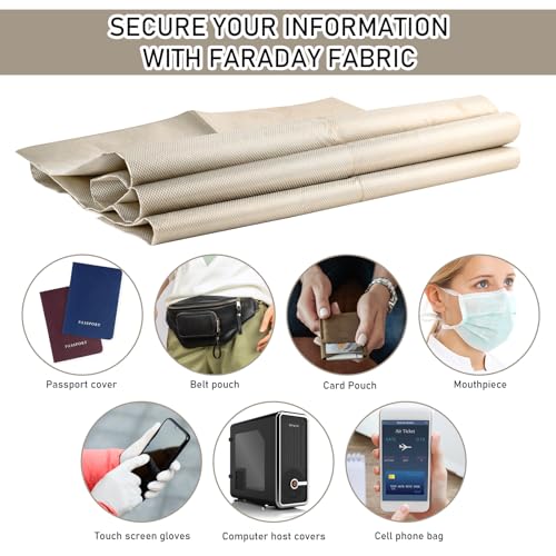 Zevofiur GS01 Faraday Fabric 43 Inch X 59 Inch With Faraday Tape,Nickel Copper Fabric, Military Grade Conductive Material Blocks Rf Signals, Wifi, Cell, Bluetooth, Rfid thumb #3