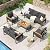 Aoxun Aluminum Patio Furniture Set 7 Seats, Oversized Outdoor Sectional with Washable Thick Cushions, Coffee Table and Waterproof Cover, Patio Conversation Sets for Porch, Balcony, Deck