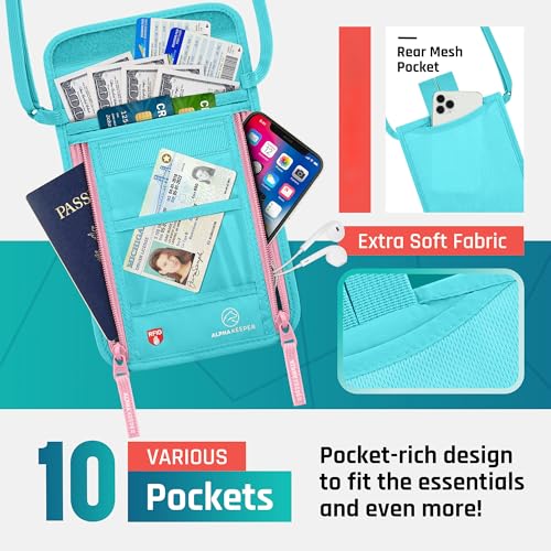 Image of Neck Wallet, Travel Pouch For Passport Holder And Documents, Travel Neck Wallet For Traveling Women