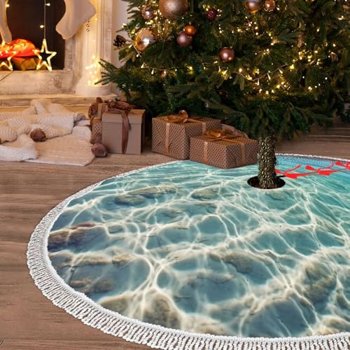 Jupe de sapin de Noël en peluche douce 121cm blanche à pompons