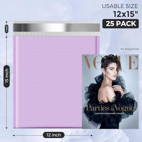Image of Metronic Bubble Mailers 12x15 Inch 120Pack Lavender Padded Envelopes Purple