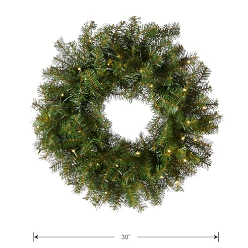 Image of National Tree Company 30in Pre-Lit Norwood Fir Artificial Christmas Wreath