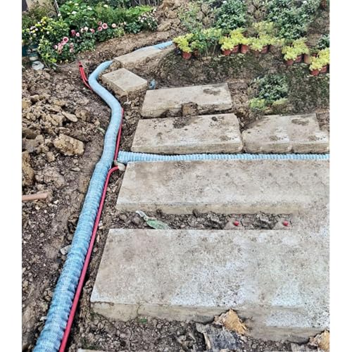Flexible/Expandable Landscaping Drain Pipe, Soft Infiltration French Drain Pipe, Dia 2-Inch Perforated Drainage Pipes 5/10/30/60/80/100/200/300 Ft Long, Flexible Underground Drainage Tube(Long 50m(164