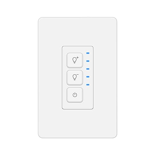 BN-LINK Interruptor de atenuación inteligente para luces LED regulables, interruptor de luz WiFi compatible con Alexa y Google Assistant, requiere