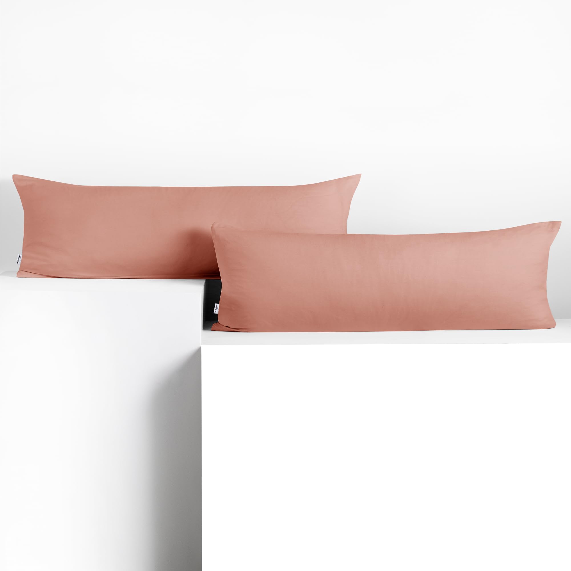 DecoKing 2 Pillowcases 40 x 200 cm Jersey 100% Combed Cotton Zip Salmon Amber