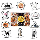 Halloween Cookie Cutters 10PCS Set, Large Stainless Steel, Pumpkin, Bat, Cat, Ghost, Spider Web,...