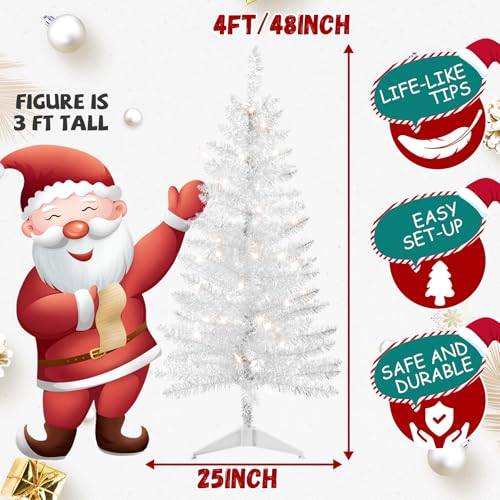 4ftartificialfullchristmastreewithlightsnotprelitartificialminichristmastree50lightssmalltreeforhomeofficepartydecorationindooroutdoorwhitetinsel Urban Country Home Decor 4ft artificial full christmas tree with lights not pre lit artificial mini christmas tree 50 lights small tree for home office party decoration indoor outdoor white tinsel urban country home decor
