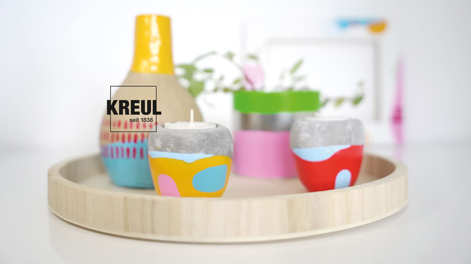 KREUL 79601 - zestaw farb akrylowych Color Living z 6 farbami o pojemności 20 ml i pędzlem, farba akrylowa na bazie wody do malowania i tworzenia, szybkoschnąca i kryjąca