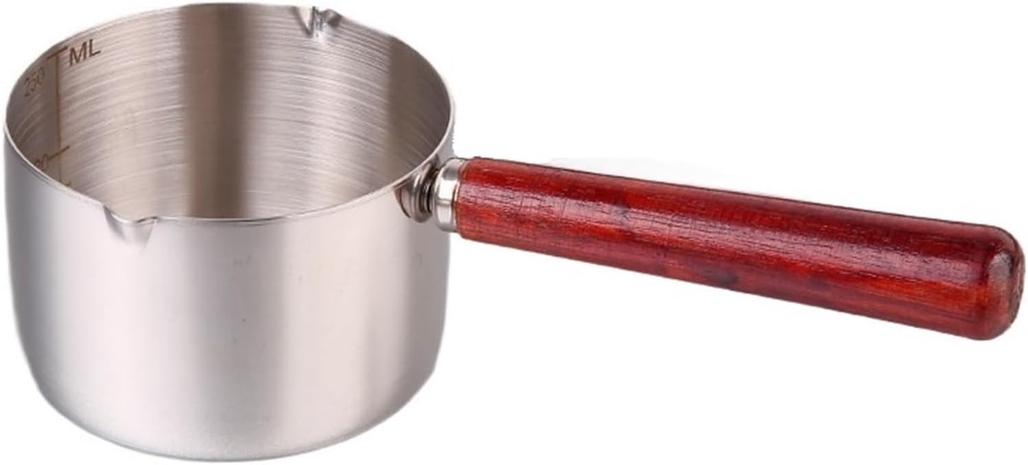 Gravy Boat Steak Sauce CupWooden Handle Western Sauce CupStainless Steel Sauce Cup With HandleTomato Salad Dipping Dish Gravy Boat Stands(XL)