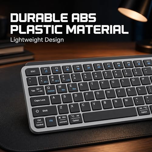 Image of Ant Master 60 Wireless Keyboard, Bluetooth 3.0 & 2.4GHz Connectivity, Silent Scissor Switch Typing Keys, Rechargeable Battery, Multi Device Support Windows Mac Android iOS, Compact Keyboard Black Grey