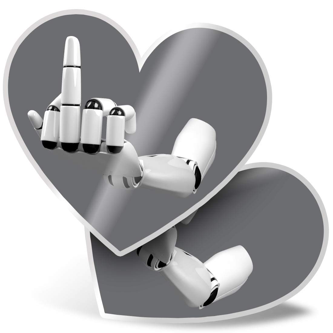 Destination Vinyl Ltd Multi 2 X Heart Stickers 7.5 Cm - Rude Middle Finger Robot Office Joke 12322