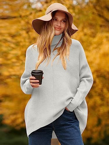 Image of ANRABESS Womens Casual Fall Sweater Turtleneck High Neck Batwing Sleeve Oversized Sweater Dress