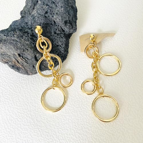 Long Chain Circle Drop Earrings for Women Multilevel Geometric Hollow Round Tassel Dangle Earrings Exaggerated Circle Dangling Earrings Punk Jewelry4