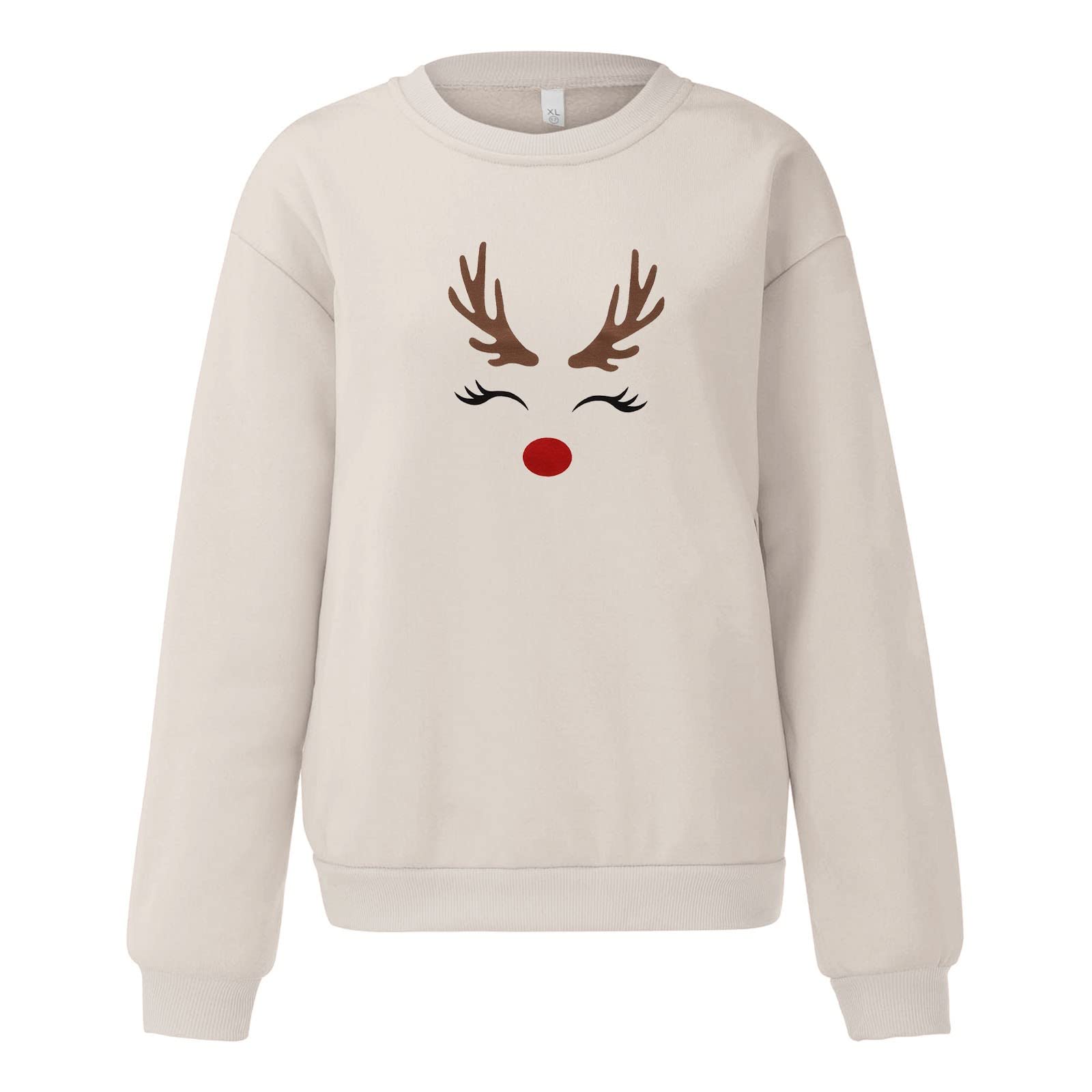 Weihnachts Pullover Damen Christmas Oberteils Weihnachten Sweatshirt Lustig Weihnachtspulli Xmas Pulli Warmes Sherpa Print Langarmshirt Drucken Bluse Sweater T-Shirt